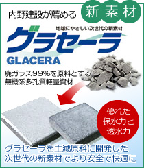 内野建設が薦める新素材 グラセーラを主減原料に開発した次世代の新素材でより安全で快適に